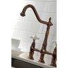 Kingston Brass KS127PXBSAC Heritage Bridge Kitchen Faucet W/ Brass Sprayer, Copper KS127PXBSAC